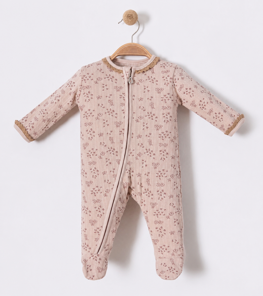 Grenouillère zippée en coton côtelé