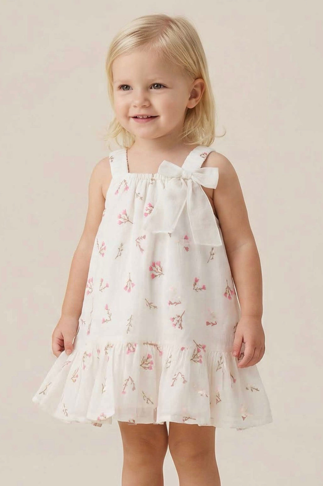 Robe fleurie avec nœud 2-6ans