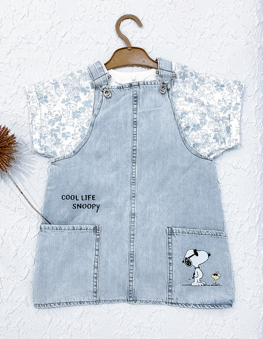 SNOOPY Robe en jeans avec t-shirt