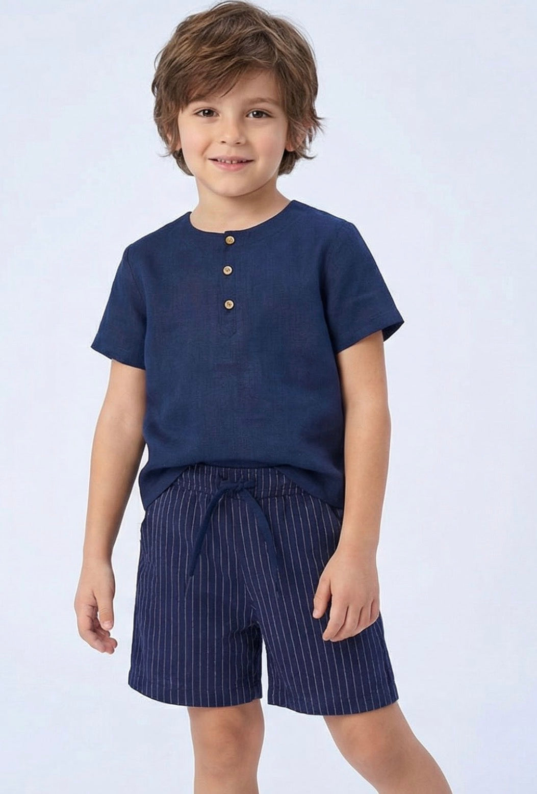 Ensemble en lin avec short rayé