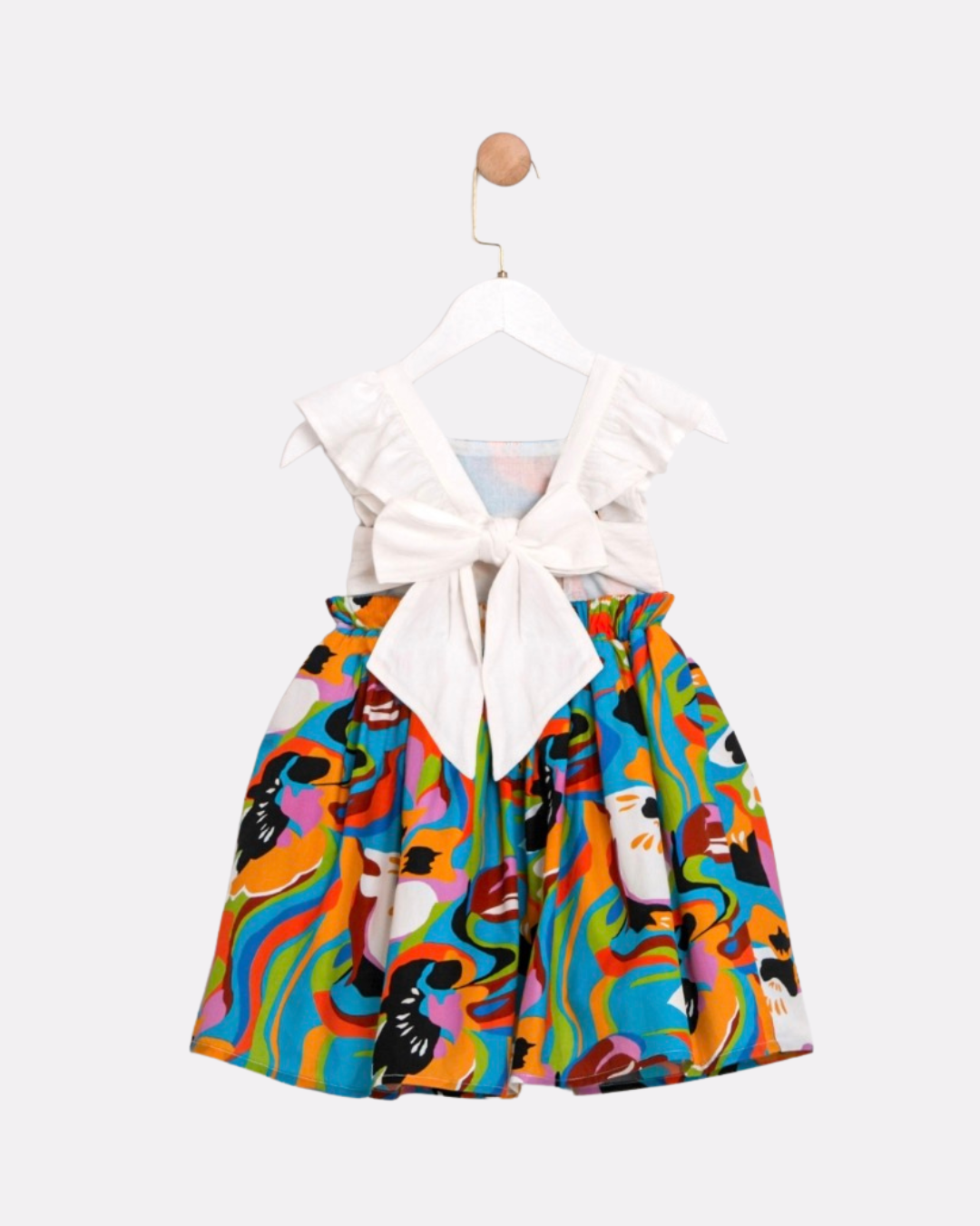 Robe imprimée à volants et nœud