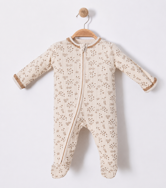 Grenouillère zippée en coton côtelé