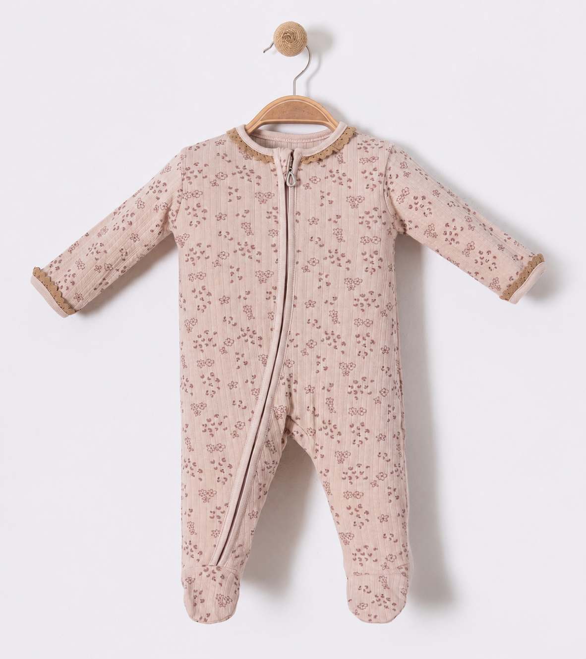 Grenouillère zippée en coton côtelé